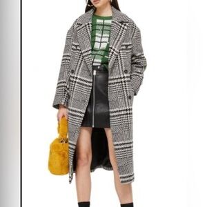 Topshop Kim Black and White Check Coat